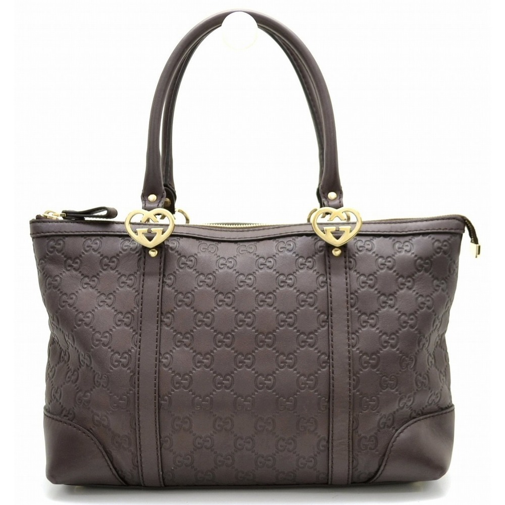 Gucci Guccissima Lovely Tote Bag Heart Motif Brown - Picture 1 of 9